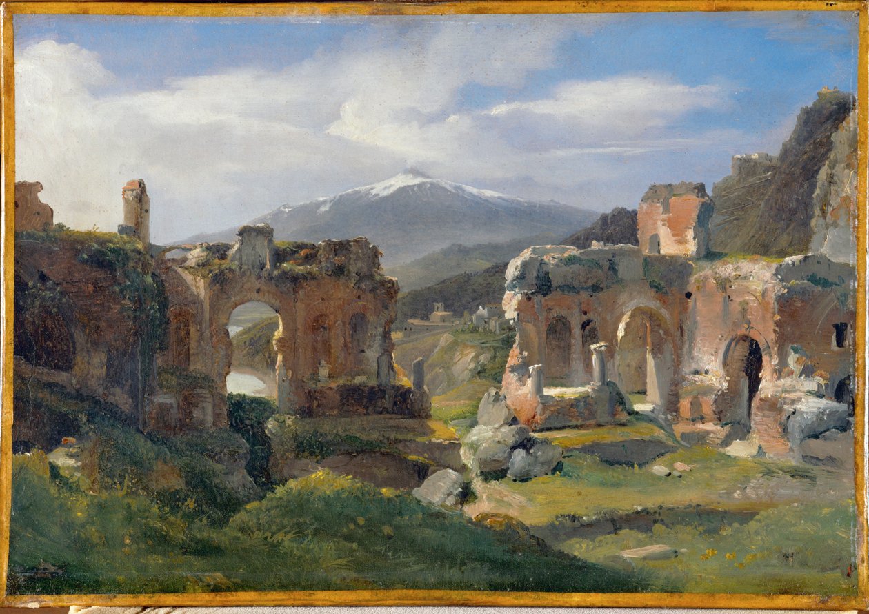Ruines du theatre de Taormina - Ruínas do teatro de Taormina ... de Achille Etna Michallon