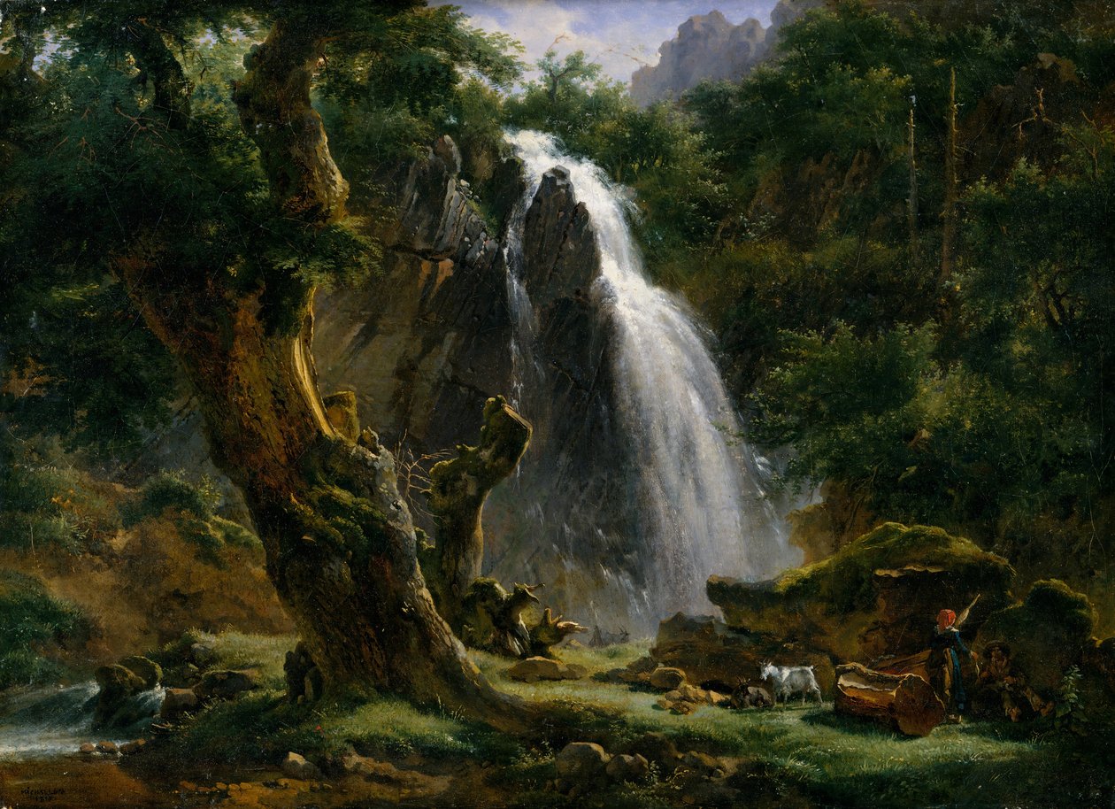 Cachoeira em Mont-Dore, 1818. de Achille Etna Michallon