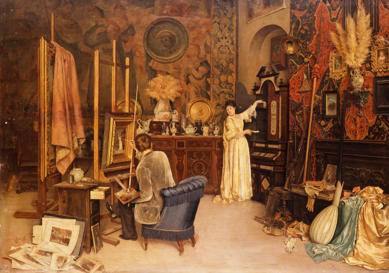 O estúdio do artista de Achille Glisenti