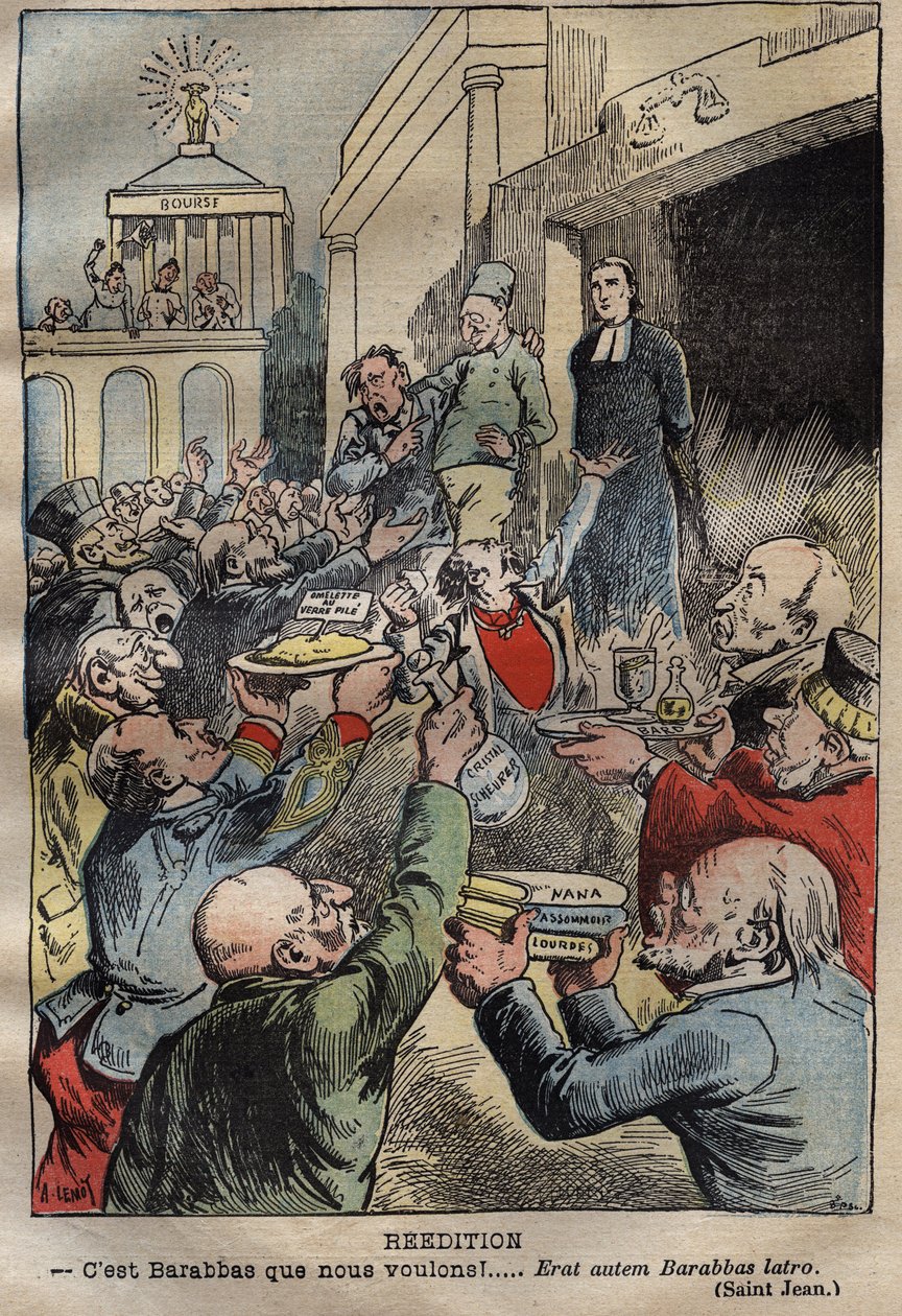 Caso Dreyfus - Reemissão - Barrabás nós queremos!... Erat autem Barabbas latro - ilustração de Achille Lemot (1846-1909) - 