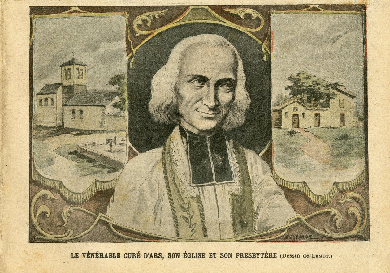 Ilustração de Achille Lemot (1846-1909) em Le Pelerin, 06/03/04 - A venerável cura de Ars, sua igreja e seu presbitério - Religion Faith, Churches Cathedrals, Catholic Catholicism - Presbytere - Cure d