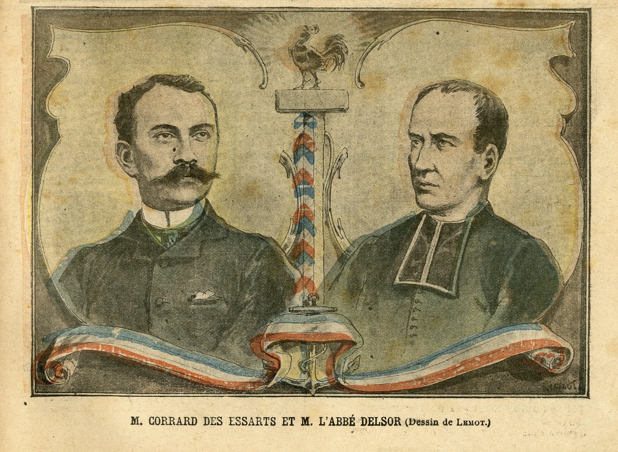 Ilustração de Achille Lemot (1846-1909) em Le Pelerin, 24/01/04 - M. Corrard des essarts e M. L