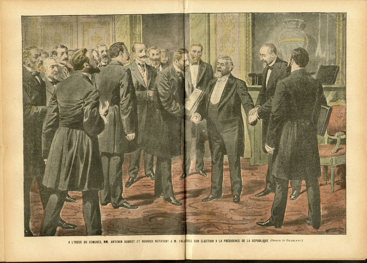 Ilustração de Achille Lemot (1846-1909) em Le Pelerin, 28/01/06 - Eleições, Presidente da República - Fallieres Armand (1841-1931) de Achille Lemot