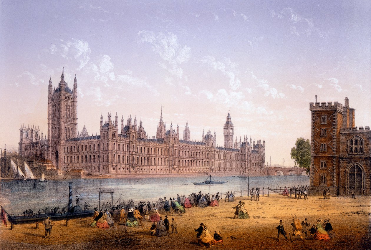 Casas do Parlamento da margem sul, impressão feita pelo cap. Riviere, 1862 de Achille Louis Martinet