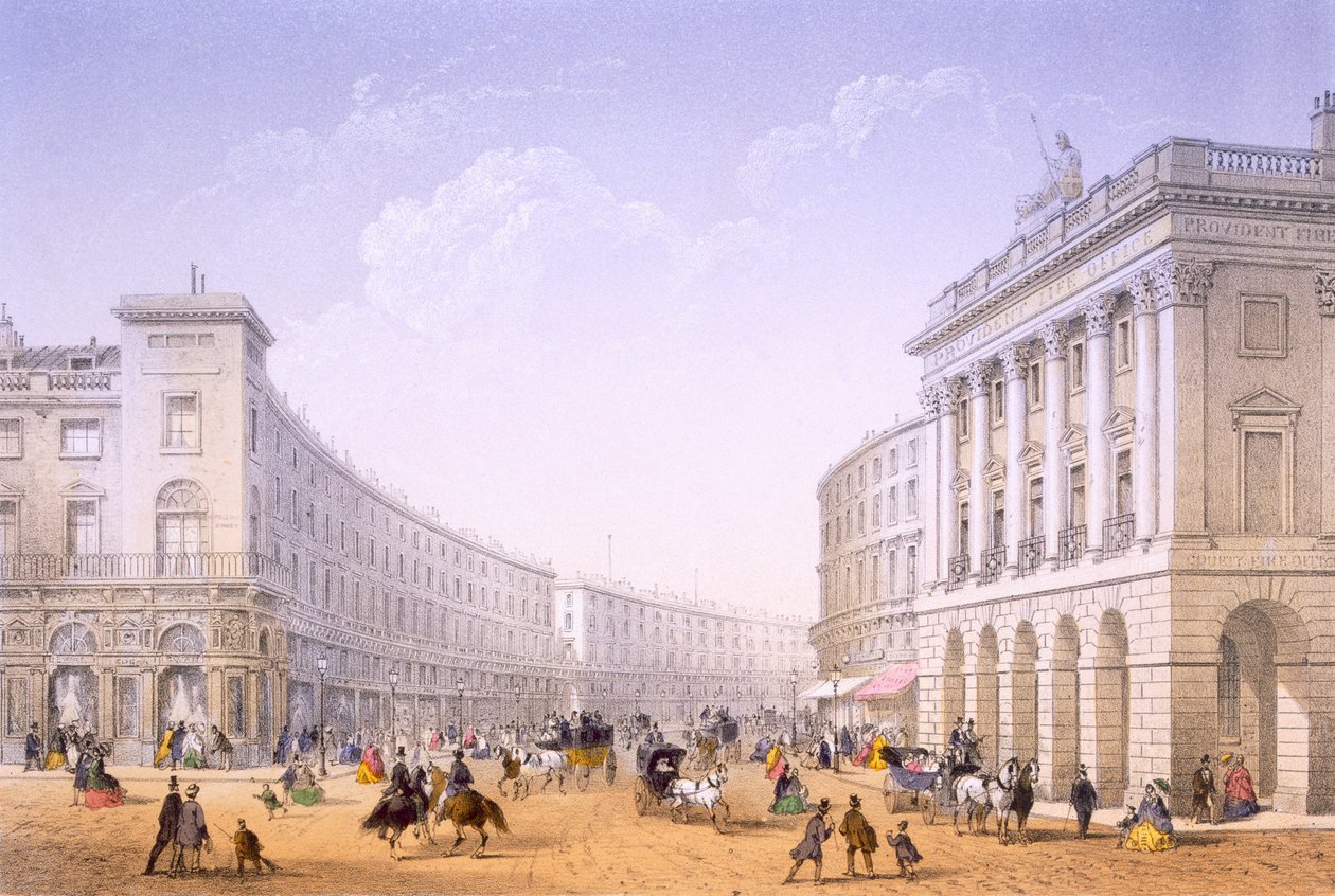 The Quadrant and Regent Street, Londres, 1862. de Achille Louis Martinet