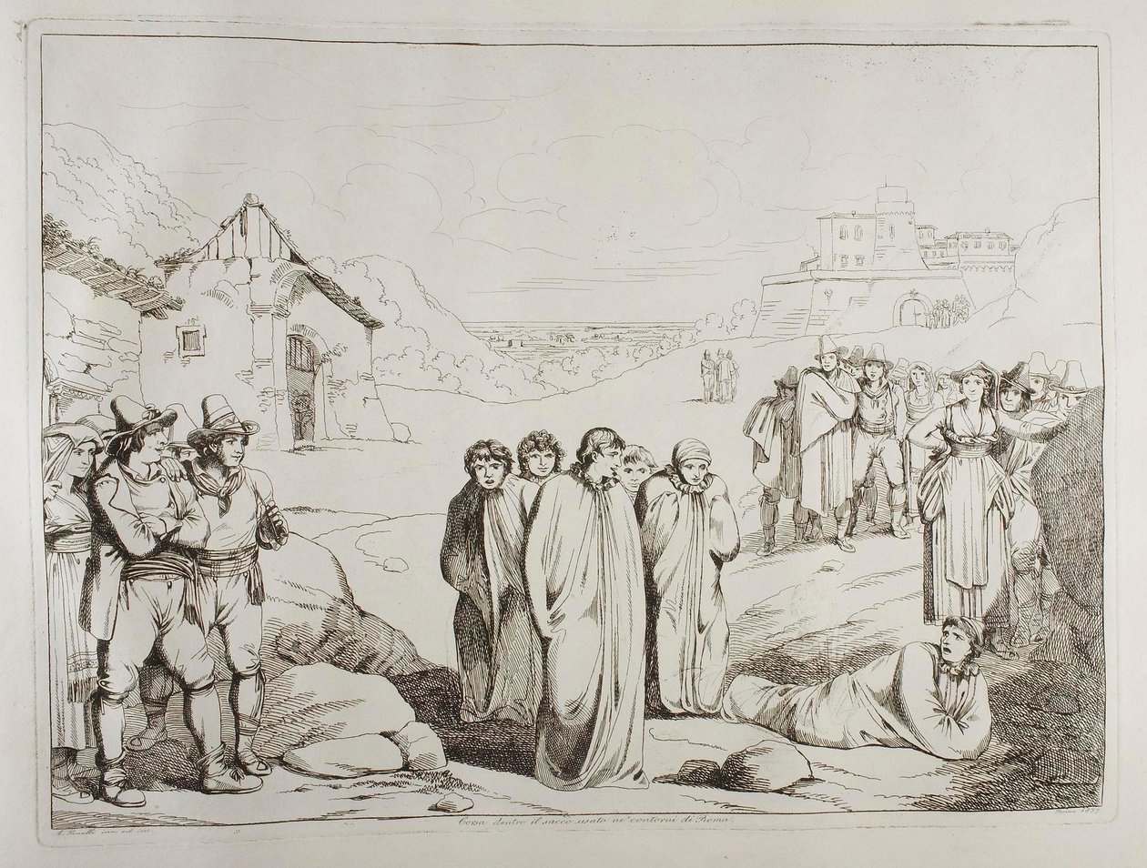 Corrida de sacos nos arredores de Roma de Achille Pinelli