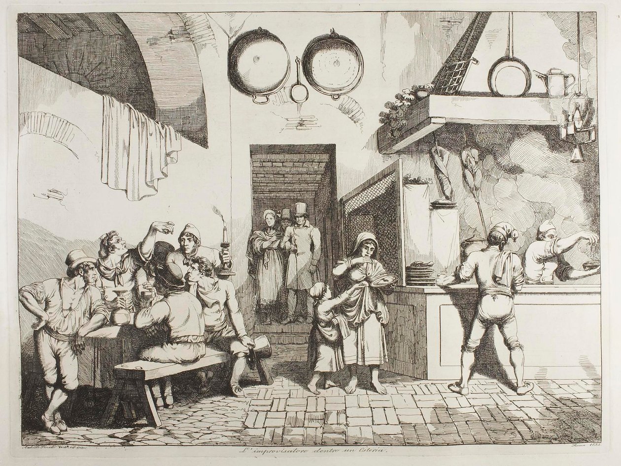 O improvisador numa osteria de Achille Pinelli