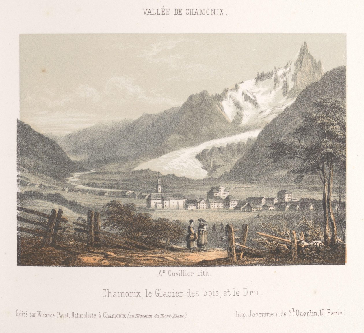 Zicht op de Aiguille de Bionnassay met gletsjer
Aiguille et Glacier de Bionnassay (título sobre o objecto)
Herinnering aan Chamonix-Mont-Blanc (título da série)
Museum du Mont-Blanc (título da série sobre o objecto) de Ad. Cuvillier