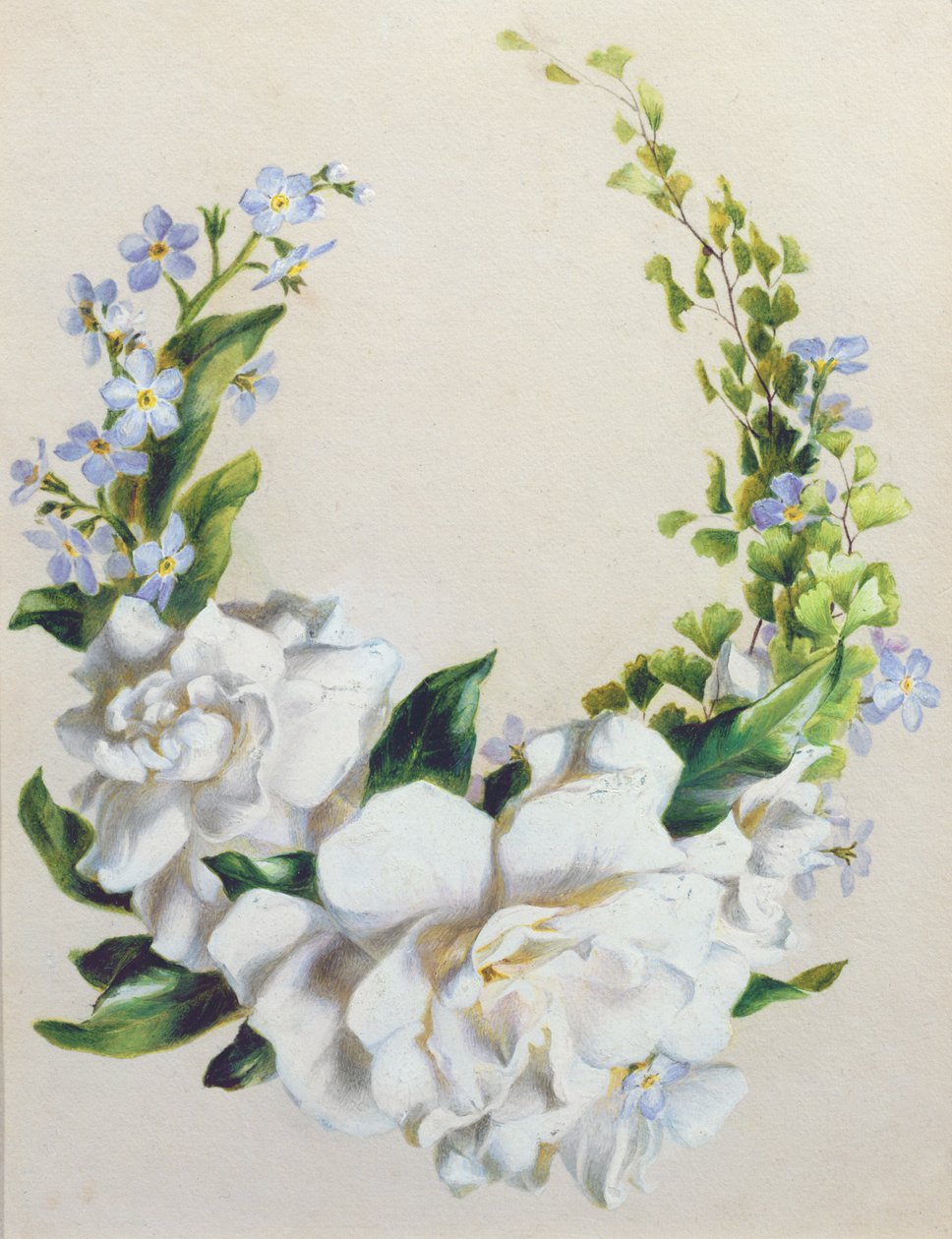 Flor Garland (aguarela sobre papel) de Ada Hanbury
