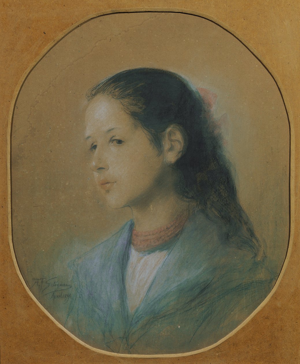 Senhora com um colar de coral de Adalbert Franz Seligmann