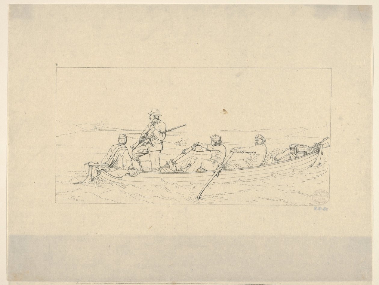 Marylanders cruzando o Potomac para se juntar ao Exército do Sul da Guerra Confederada Etchin..., 1861-63. de Adalbert John Volck