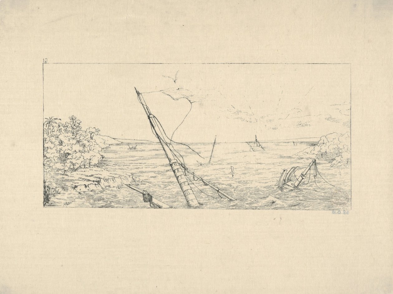 Stone Blockade off Charleston, Carolina do Sul de Confederate War Etchings, 1861-63. de Adalbert John Volck