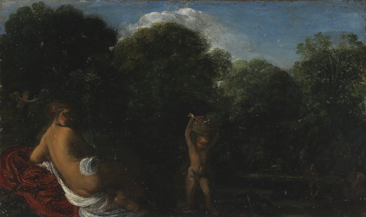 Vênus e Cupido, 1600-05 (óleo sobre cobre) de Adam Elsheimer