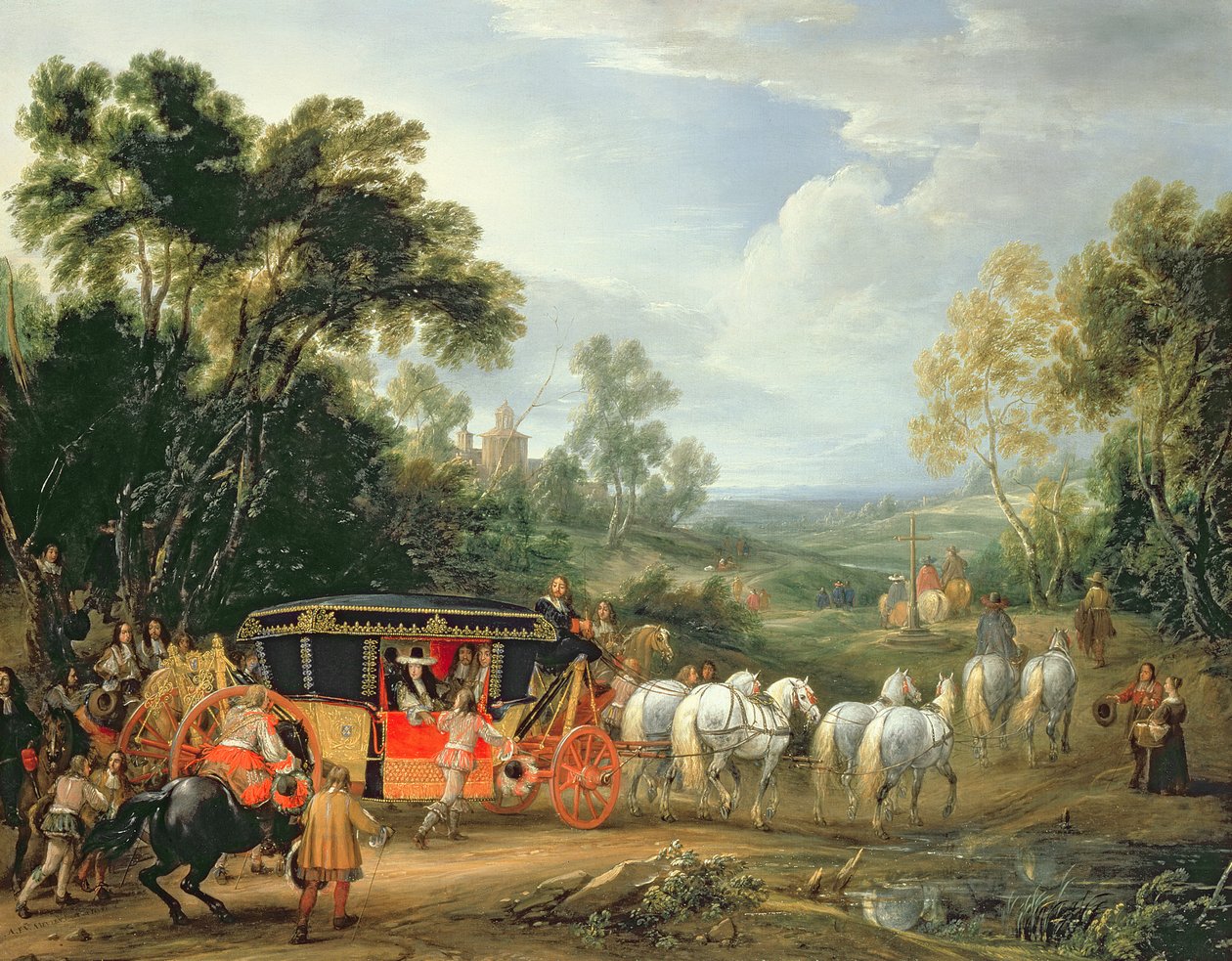 Louis XIV (1638-1715) em seu estado treinador de Adam Frans van der Meulen