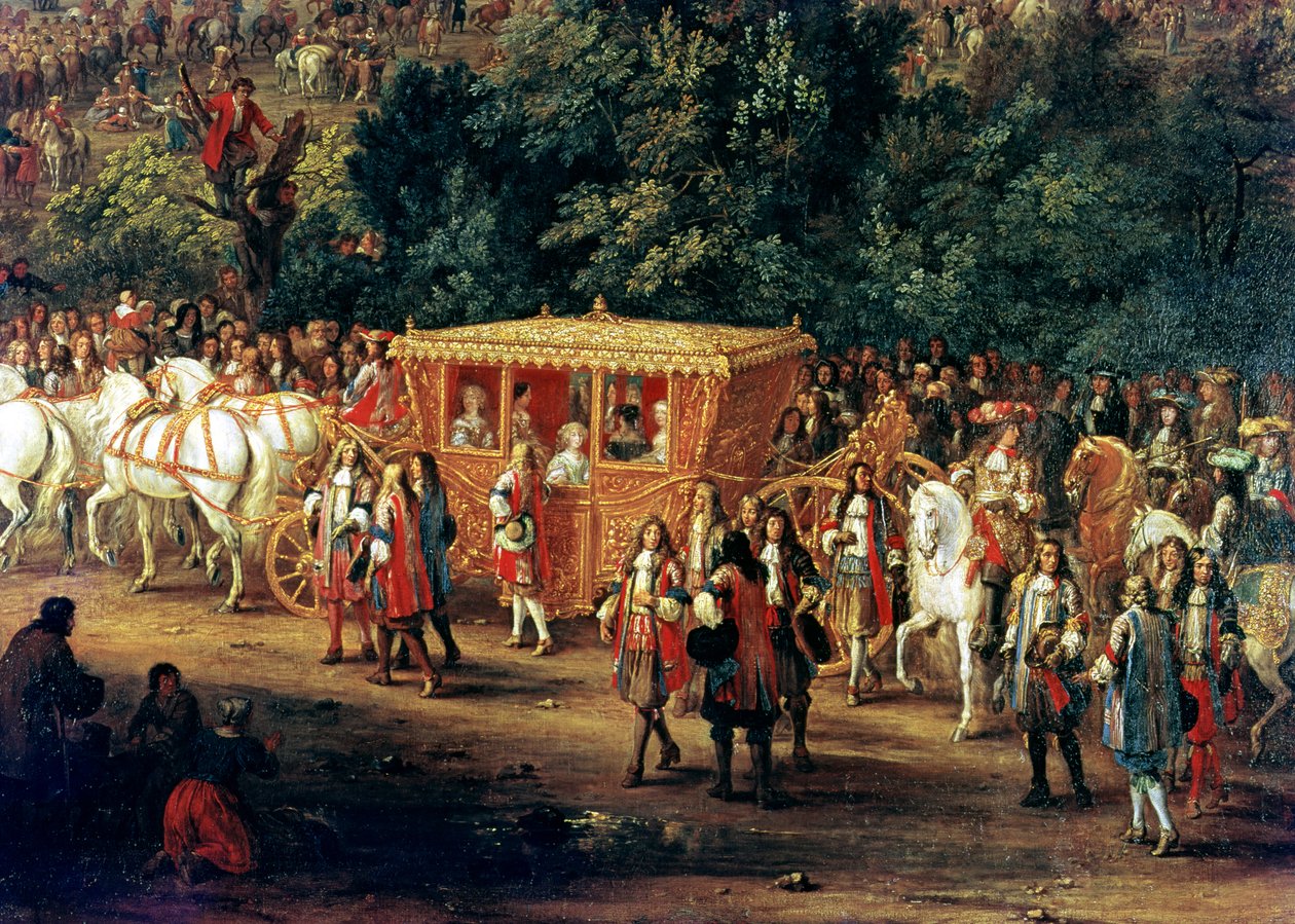 A entrada de Luís XIV (1638-1715) e Maria Teresa (1638-83) em Arras, 30 de julho de 1667 (detalhe) de Adam Frans van der Meulen