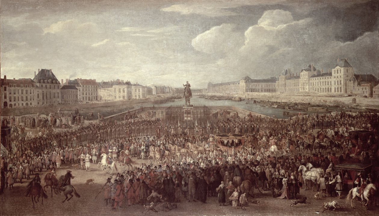 A Procissão de Luís XIV (1638-1715) em toda a Pont Neuf de Adam Frans van der Meulen