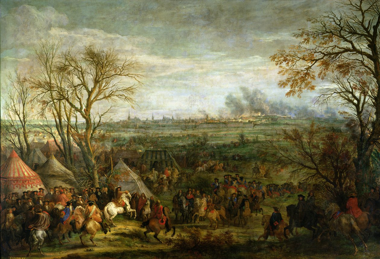 A tomada de Cambrai em 1677 por Louis XIV (1638-1715), final do século XVII de Adam Frans van der Meulen