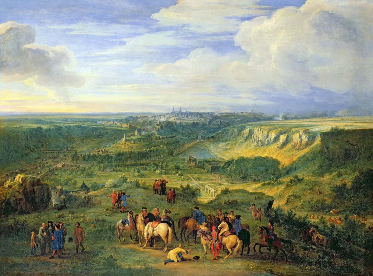 Vista, de, cidade, de, luxemburgo, de, perto, a, Mansfeld, banhos, 1684 de Adam Frans van der Meulen