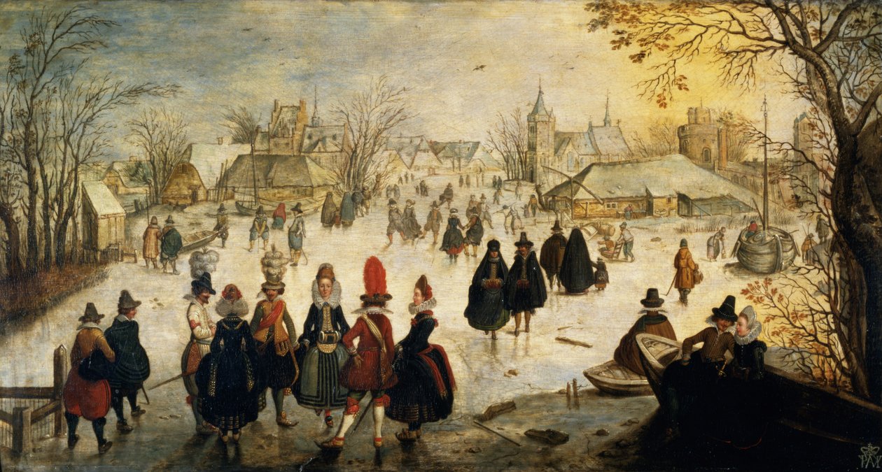 Cena de Patinação (painel) de Adam van Breen