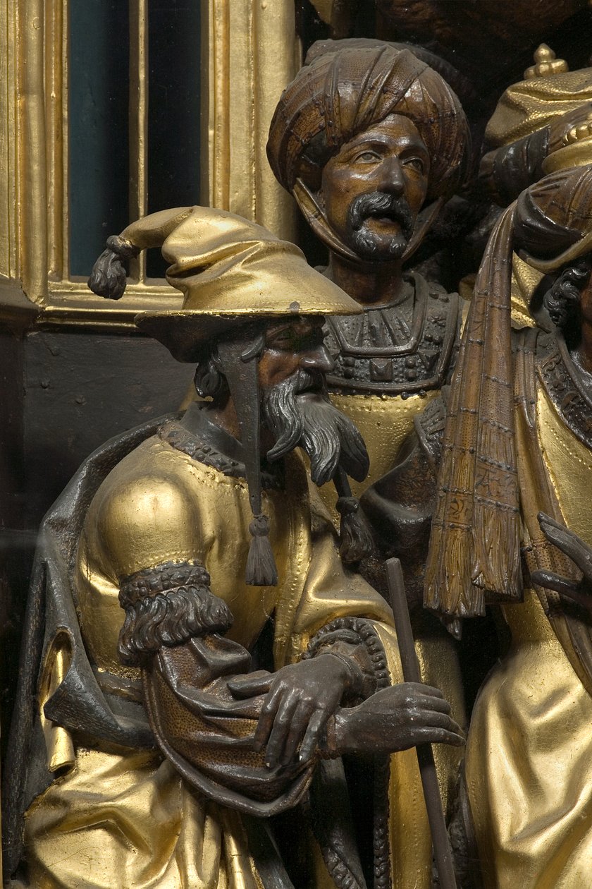 Adoração dos Reis Magos, detalhe de Adam (school of) Kraft