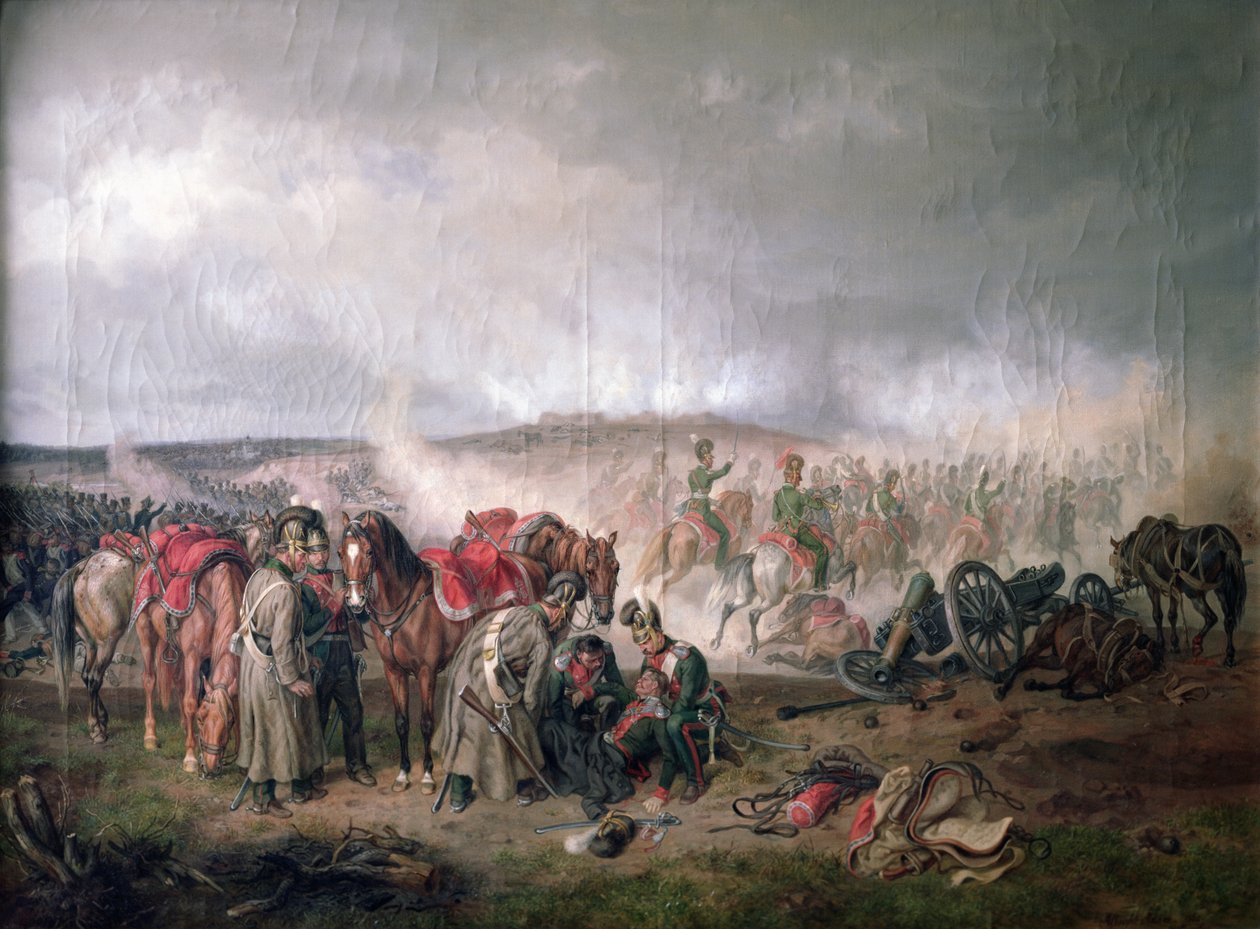 A morte do conde Seinsheim na batalha de Borodino em 1812, 1862 de Adam Albrecht