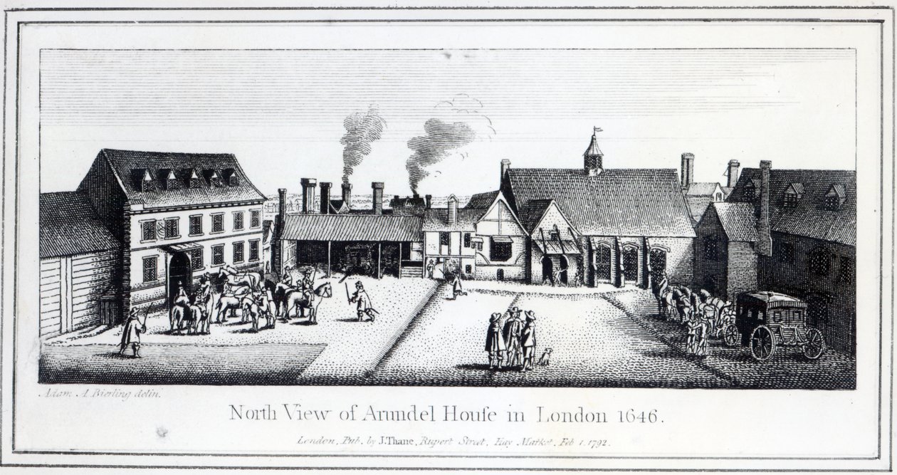Vista Norte da Casa Arundel em Londres, gravada por Wenceslaus Hollar em 1646 e publicada em 1792 de Adam Alexius Bierling