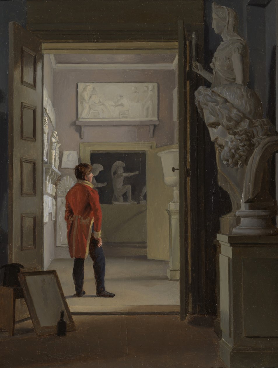 O Salão de Antiguidades no Palácio de Charlottenborg, Copenhague, 1830. de Adam August Müller