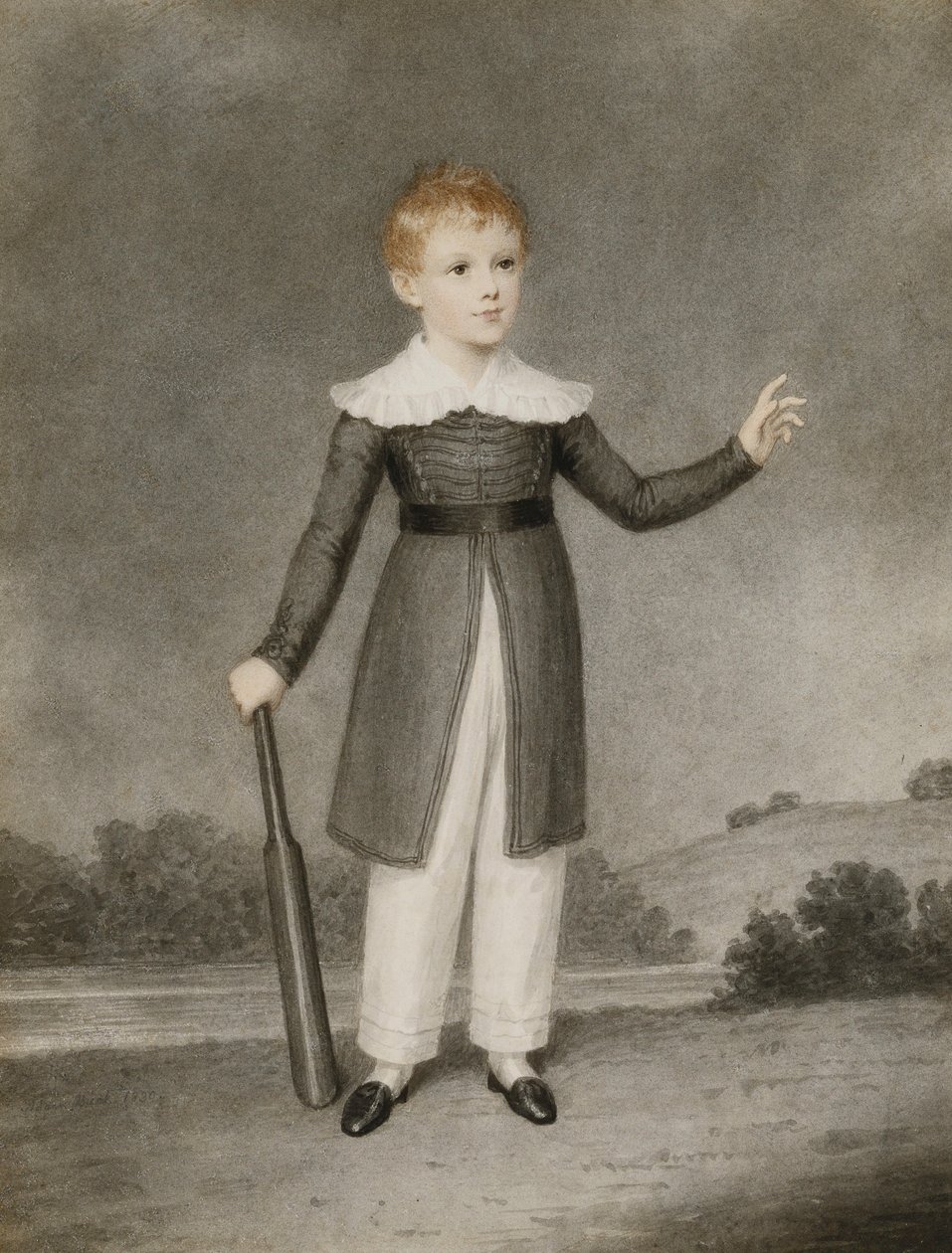 Retrato de Edward Currie, segurando um taco de críquete, 1830 de Adam Buck