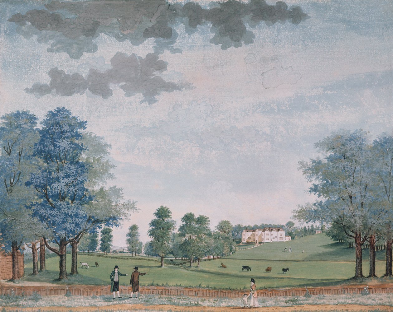 A grande casa e parque em Chawton, c.1780 de Adam Callander