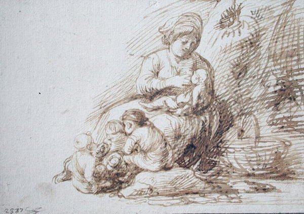 Mulher amamentando de Adam Elsheimer