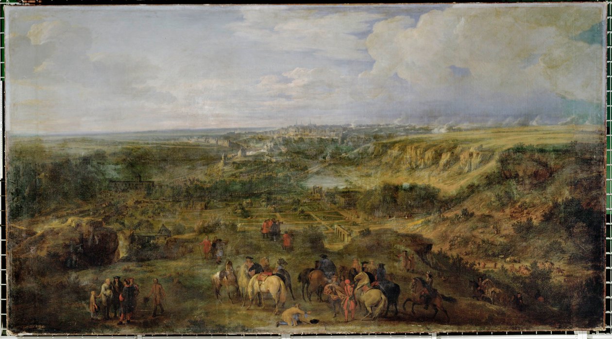 Vista da cidade do Luxemburgo a partir das termas de Mansfeld ... de Adam Frans van der (circle of) Meulen