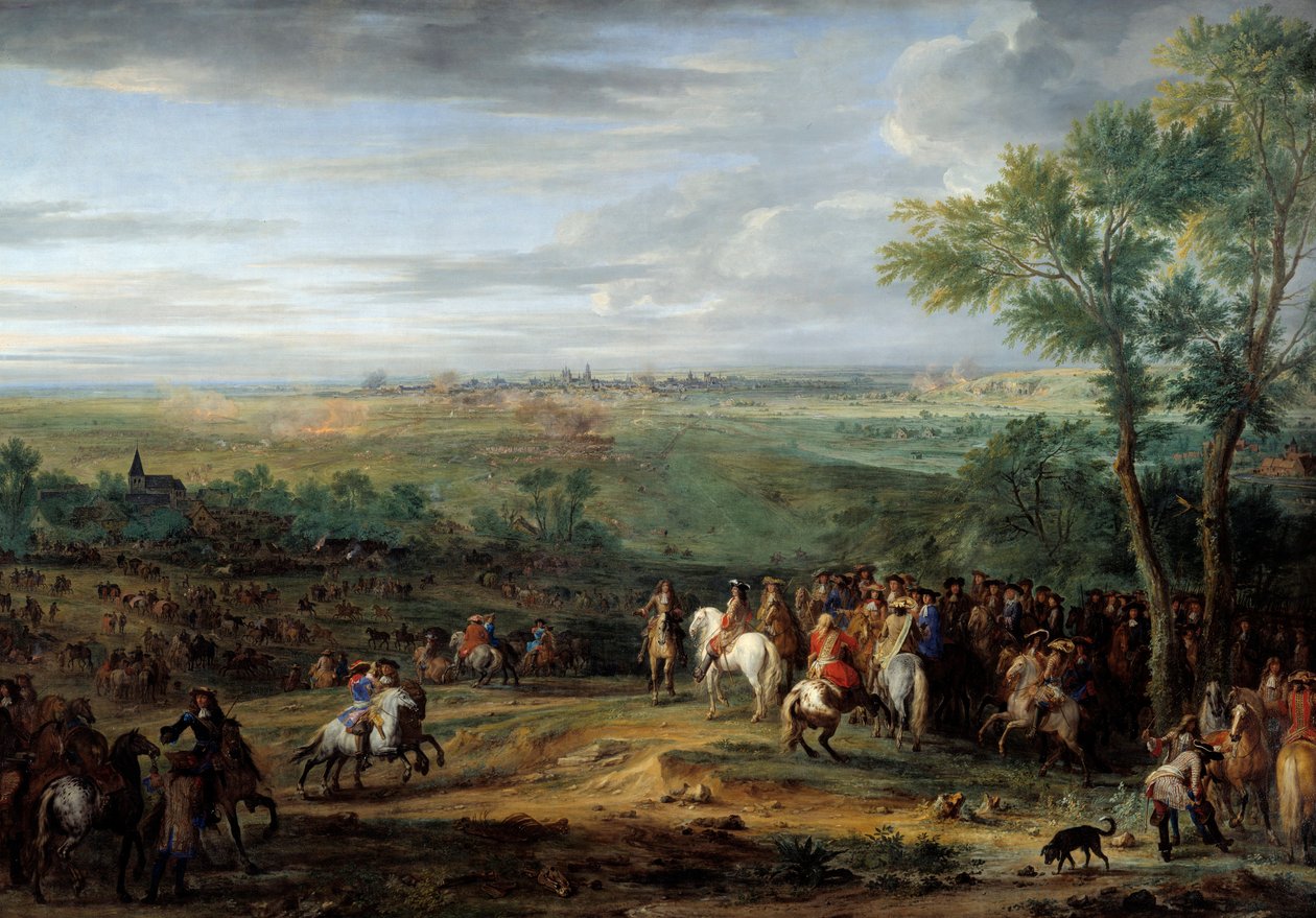 Chegada de Lous XIV ao acampamento em frente a Maestricht (actual cidade de Maastricht), em Junho de 1673. Pintura de Adam Francois Van Der Meulen (1632-1690) de Adam Frans van der Meulen