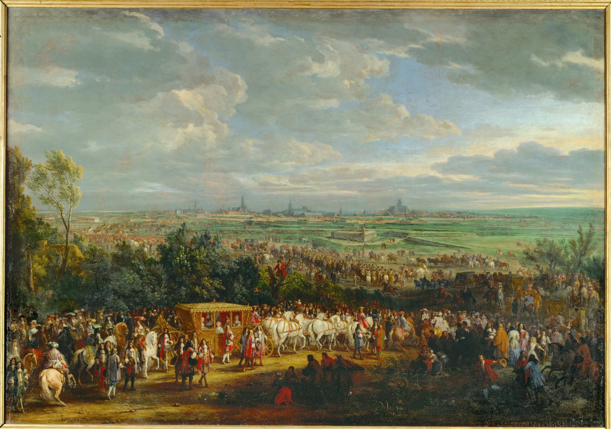 Entrada de Luís XIV e de Maria Teresa de Áustria em Arras ... (pintura sobre tela) de Adam Frans van der Meulen