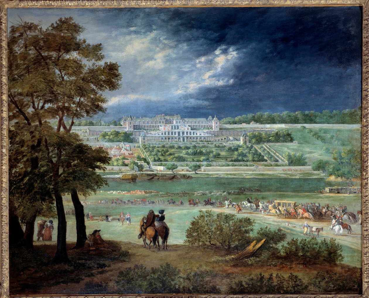 Le Chateau Neuf de Saint-Germain (Saint Germain en Laye) e os jardins, durante a reconstrução dos terraços Pintura de Adam Van der Meulen (1632-1690) 1664-1665 Sol. 1,1x1,3 m Paris, Musee Carnavalet de Adam Frans van der Meulen