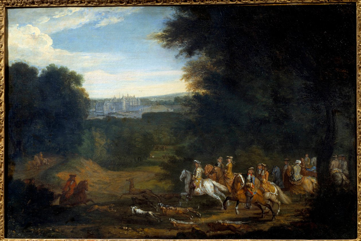 Luís XIV está caçando. Quadro de Adam Francois Van Der Meulen de Adam Frans van der Meulen