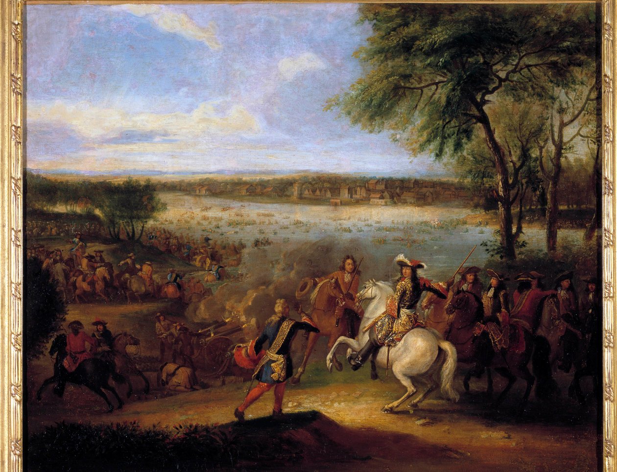A Passagem do Reno por Luís XIV (1638-1715) antes de Tolhuis 12/07/1672 Pintura de Adam Frans Van der Meulen (1632-1690) Sol. 0,6x0,7 m de Adam Frans van der Meulen