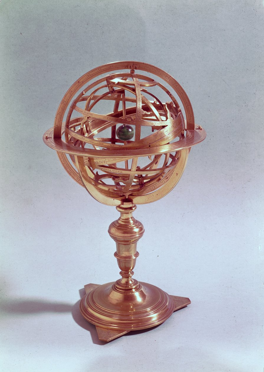 Esfera armilar feita no sistema ptolomaico, Roma, 1648 (latão) (ver também 75480) de Adam Heroldt