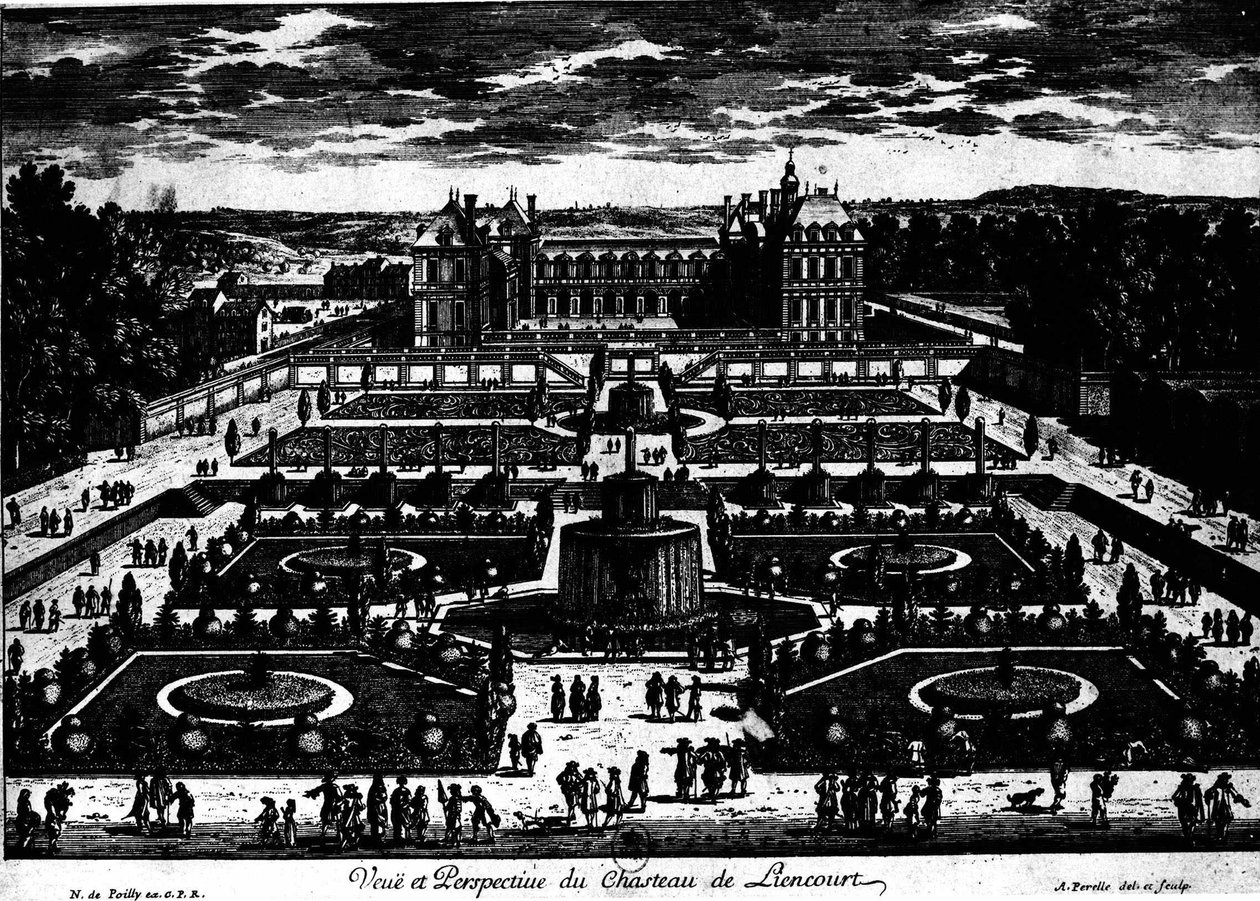 Château de la Rochefoucauld em Liancourt; desenho de Perelle. de Adam Perelle