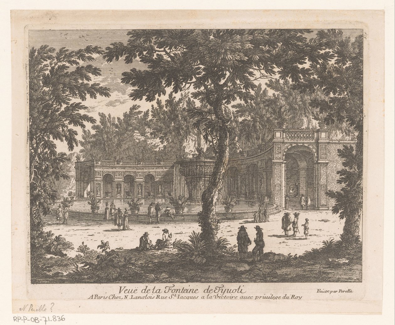 Vista de uma fonte
Veue de la Fonteine de Tyvoli (título sobre o objecto) de Adam Perelle