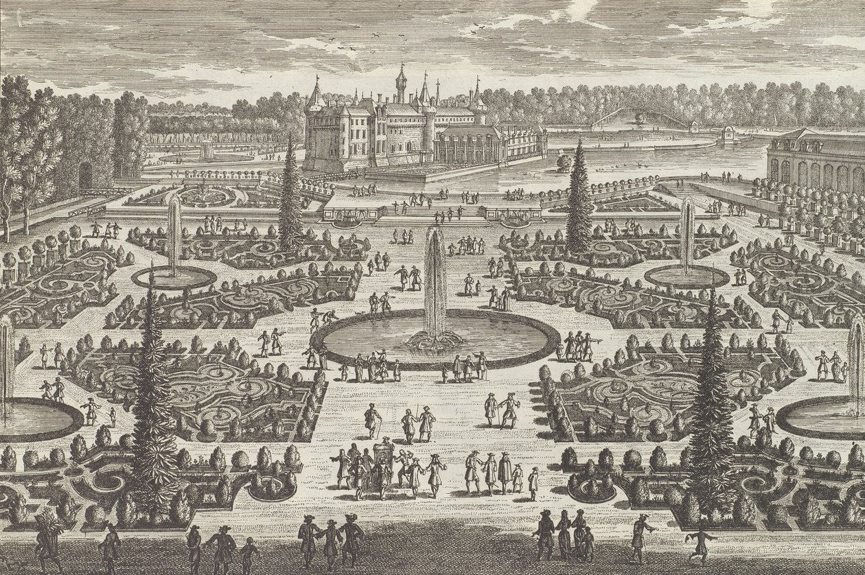 O Parterre da Orangerie em Chantilly, década de 1680., década de 1680. de Adam Perelle