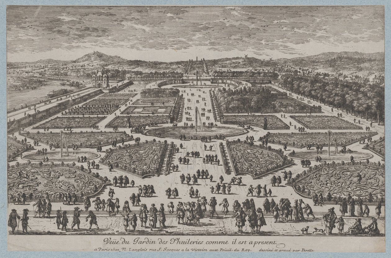 O Jardim das Tulherias, 1680., 1680. de Adam Perelle