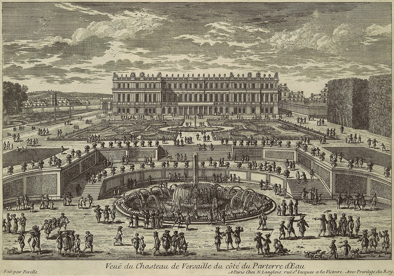 Vista de Versalhes, fachada do jardim, década de 1680 de Adam Perelle