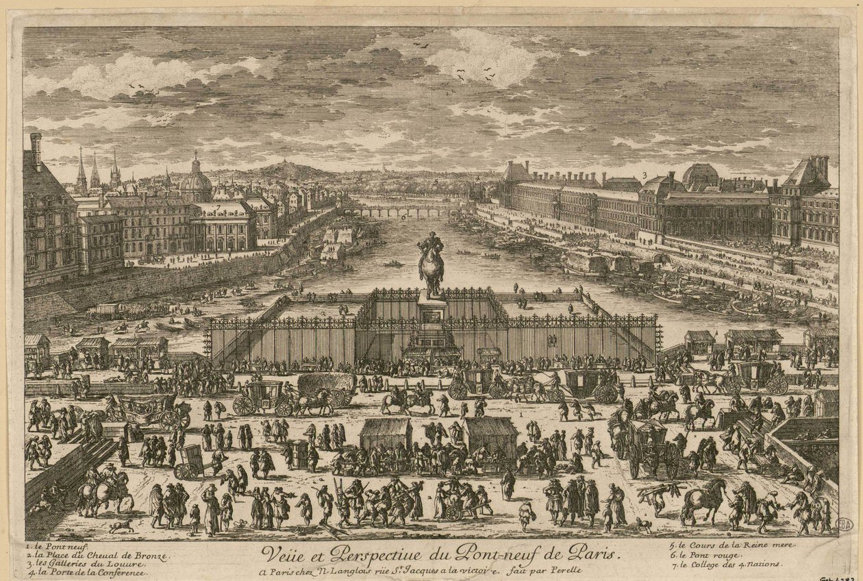 Vista da Pont Neuf em Paris, segunda metade do século XVII.. de Adam Perelle