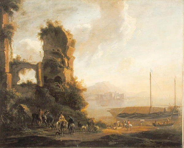 Paisagem costeira italiana de Adam Pynacker