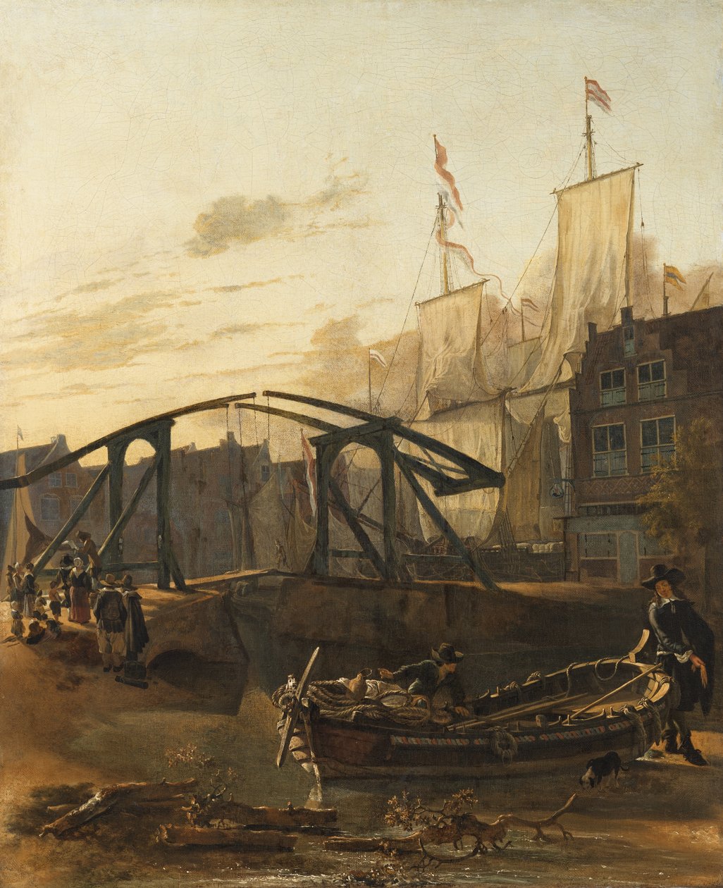 Vista de um porto em Schiedam de Adam Pynacker
