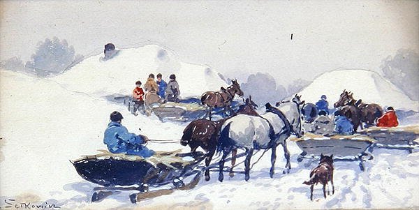 Inverno no País (aguarela e lápis sobre papel) de Adam Setkiewicz
