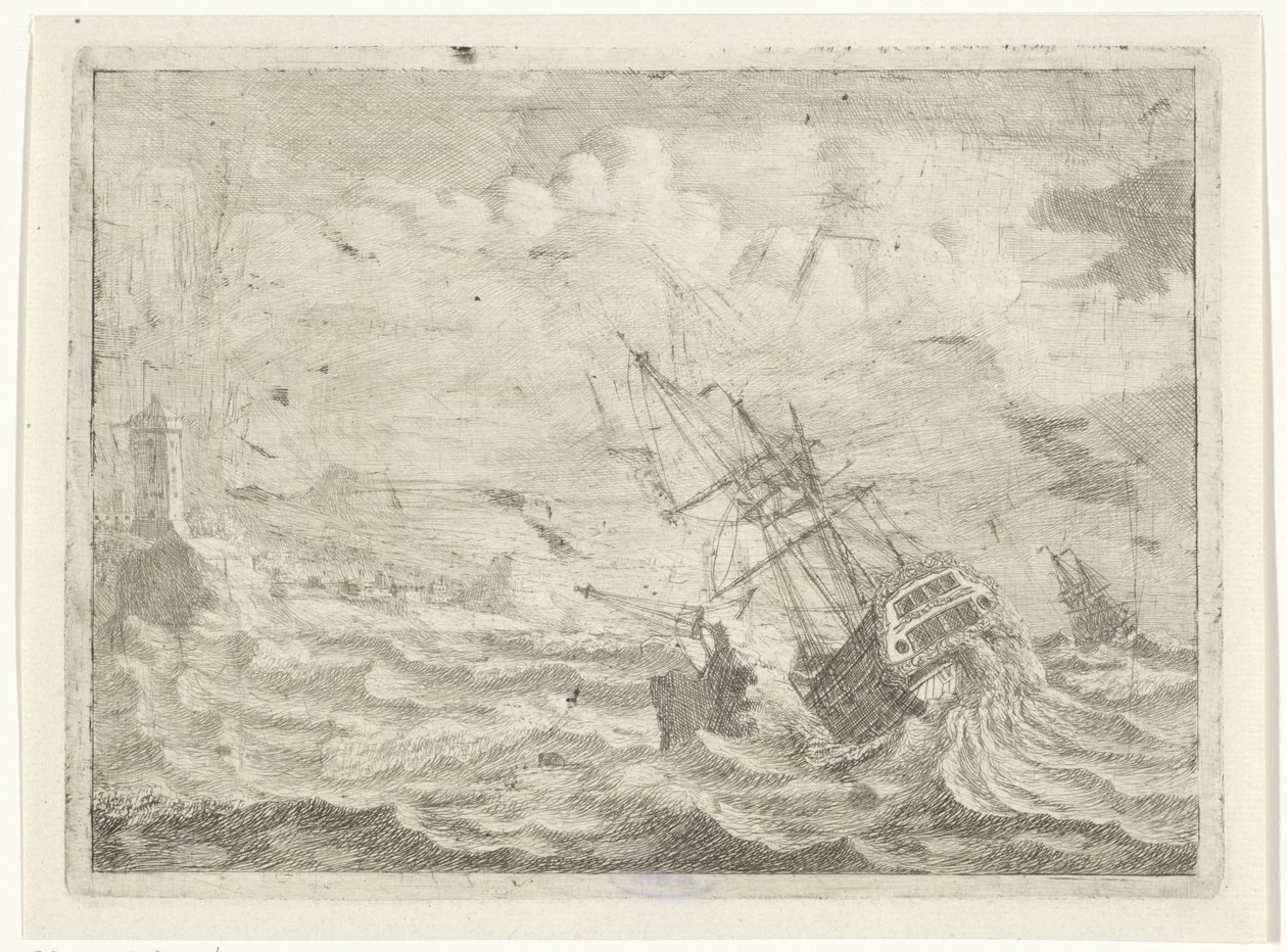 Paisagem marítima com navio em perigo de Adam Silo