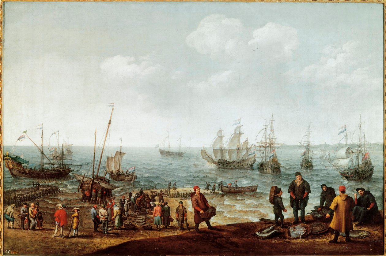 Praia com Pescadores de Adam Willaerts