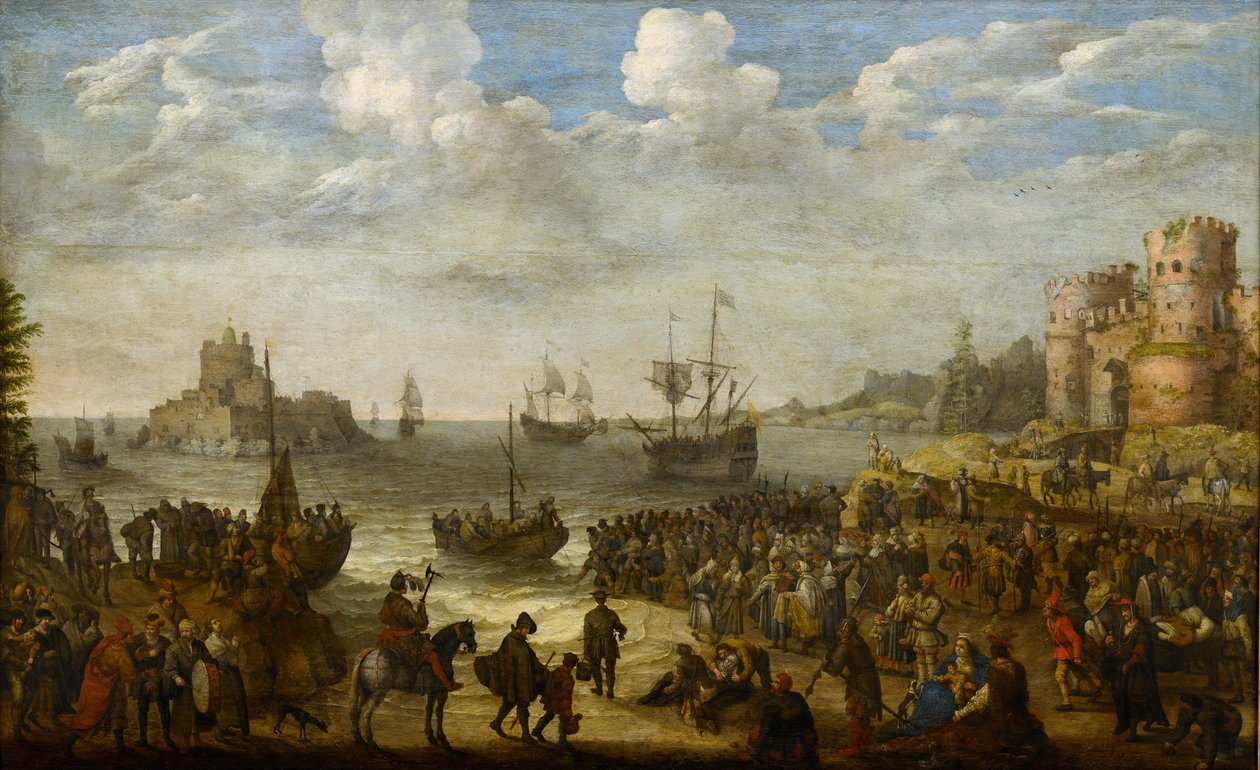 Cristo Pregando de um Navio no Mar da Galileia (Lac de Tiberiade) - par Willaerts, Adam (1577-1664). Óleo sobre tela de Adam Willaerts