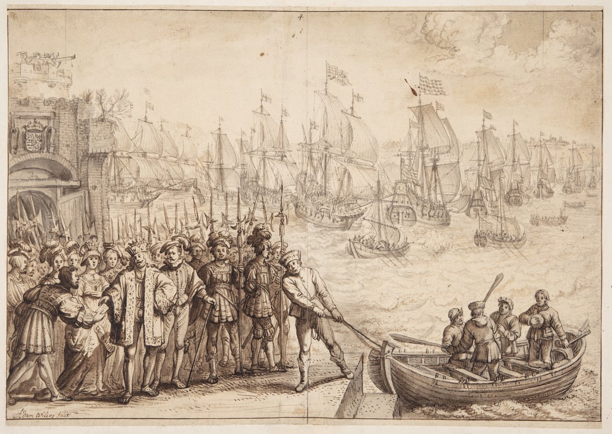 Christian II deixa Copenhaga em 1523 de Adam Willaerts